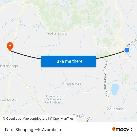 Farol Shopping to Azambuja map