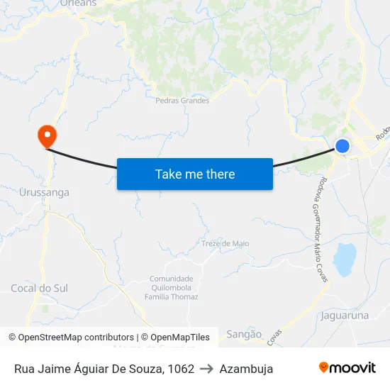 Rua Jaime Águiar De Souza, 1062 to Azambuja map