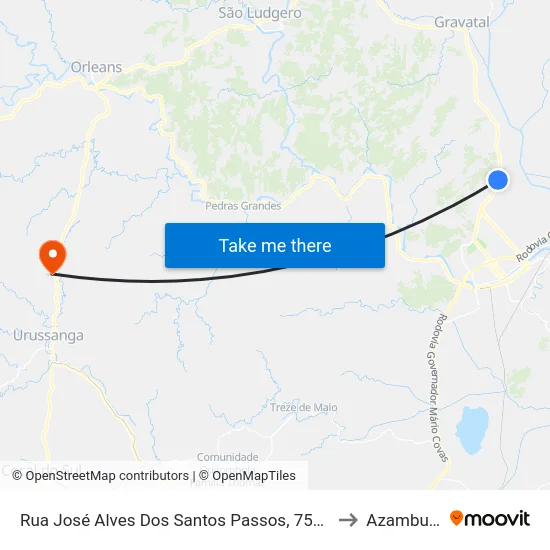 Rua José Alves Dos Santos Passos, 7577 to Azambuja map