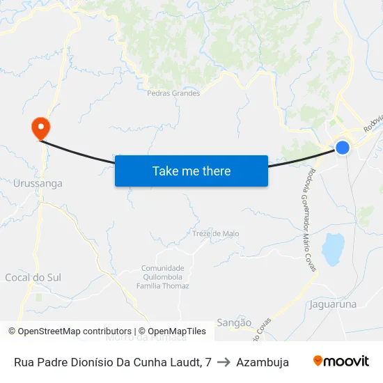 Rua Padre Dionísio Da Cunha Laudt, 7 to Azambuja map