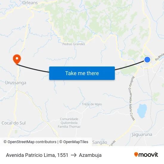 Avenida Patrício Lima, 1551 to Azambuja map