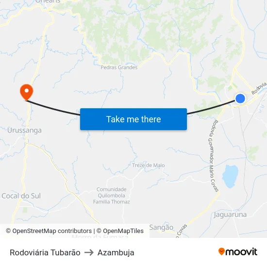 Rodoviária Tubarão to Azambuja map