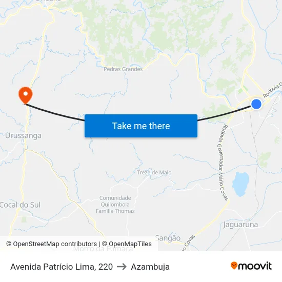 Avenida Patrício Lima, 220 to Azambuja map