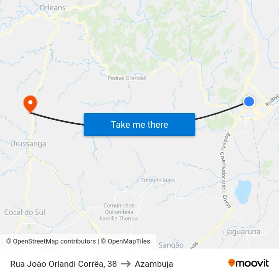 Rua João Orlandi Corrêa, 38 to Azambuja map