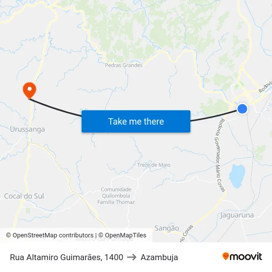 Rua Altamiro Guimarães, 1400 to Azambuja map