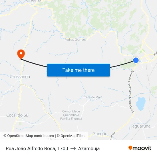 Rua João Alfredo Rosa, 1700 to Azambuja map