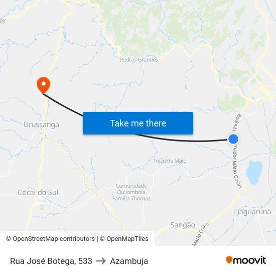 Rua José Botega, 533 to Azambuja map