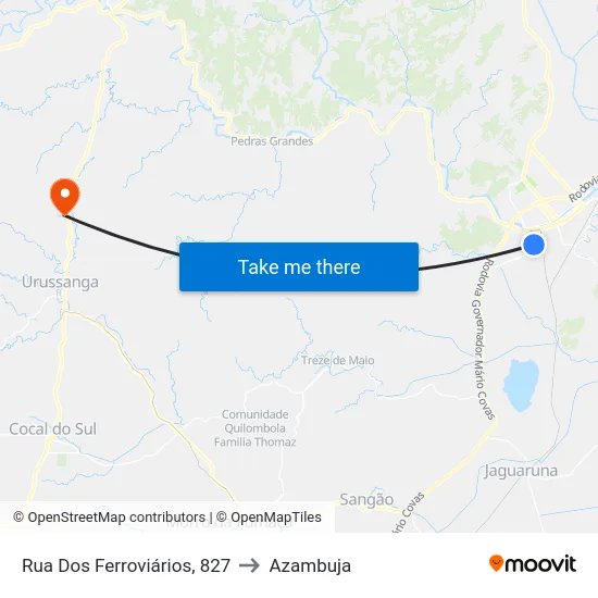 Rua Dos Ferroviários, 827 to Azambuja map