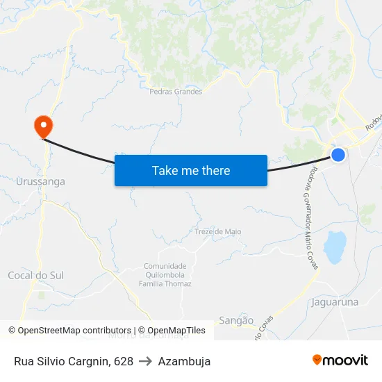 Rua Silvio Cargnin, 628 to Azambuja map