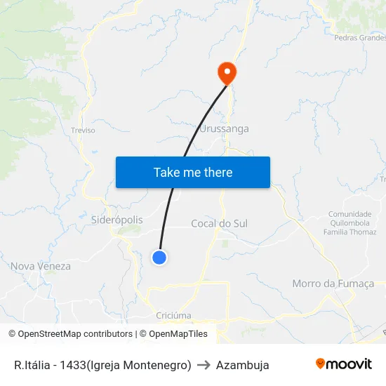 R.Itália - 1433(Igreja Montenegro) to Azambuja map