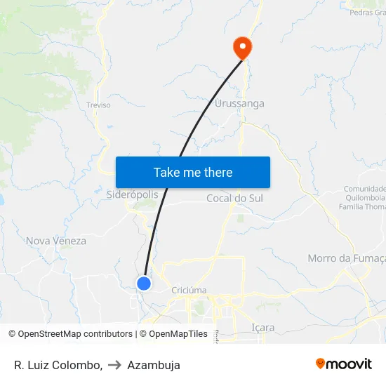 R. Luiz Colombo, to Azambuja map