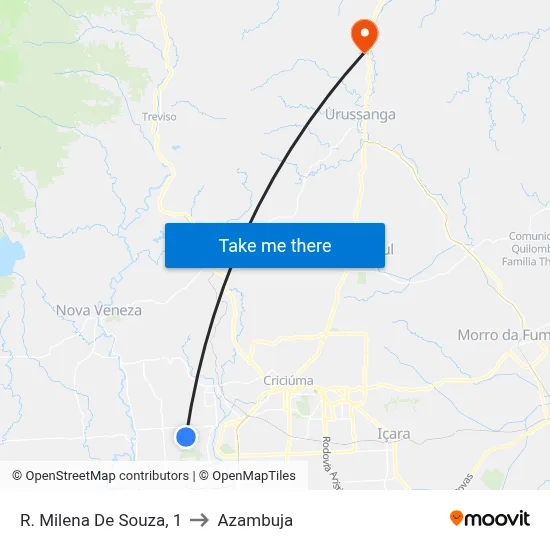 R. Milena De Souza, 1 to Azambuja map