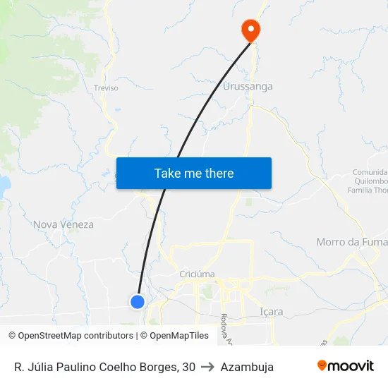 R. Júlia Paulino Coelho Borges, 30 to Azambuja map