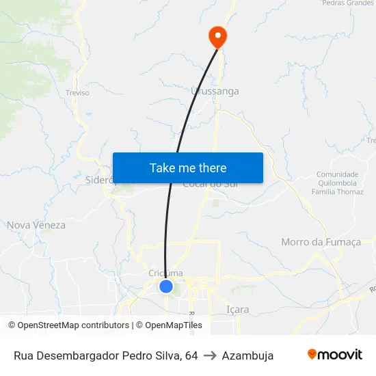 Rua Desembargador Pedro Silva, 64 to Azambuja map