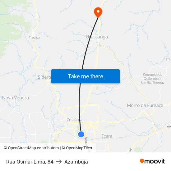 Rua Osmar Lima, 84 to Azambuja map