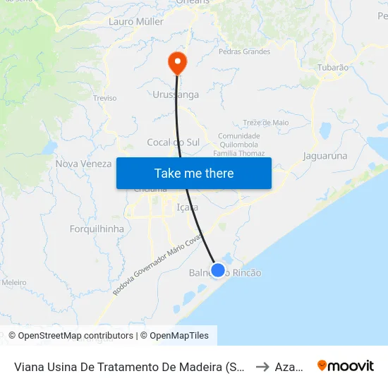 Viana Usina De Tratamento De Madeira (Sentido Içara/Criciúma) to Azambuja map