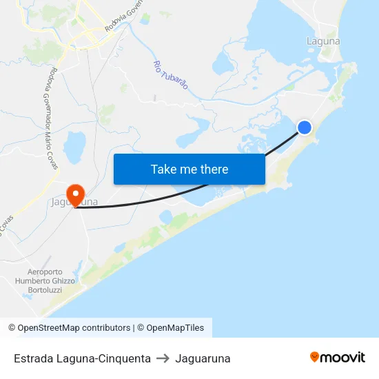 Estrada Laguna-Cinquenta to Jaguaruna map