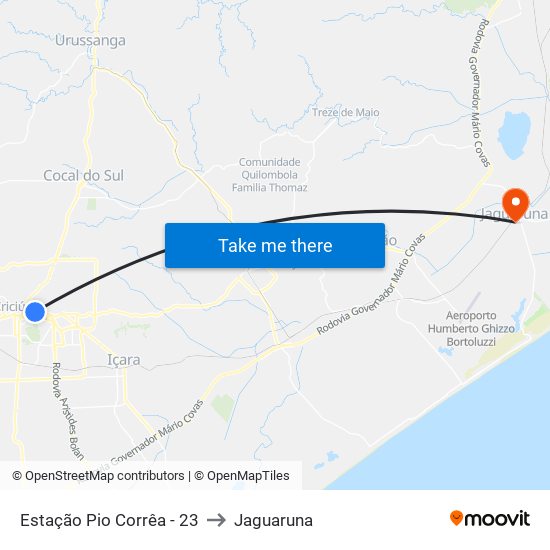 Estação Pio Corrêa - 23 to Jaguaruna map