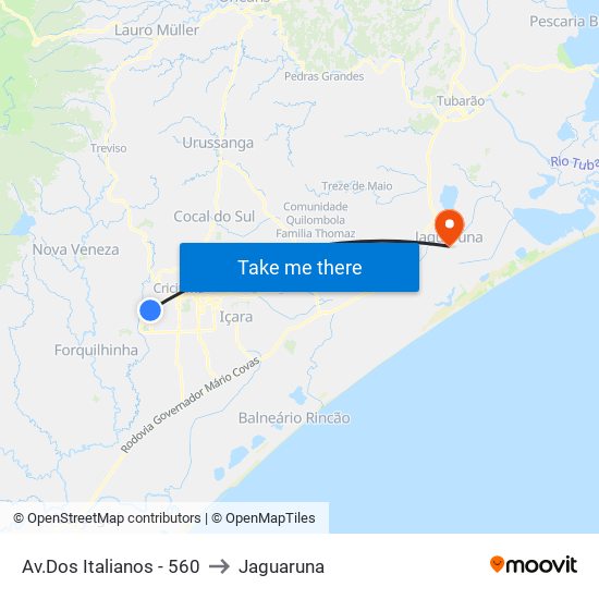 Av.Dos Italianos - 560 to Jaguaruna map