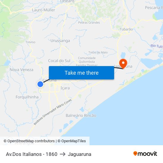 Av.Dos Italianos - 1860 to Jaguaruna map