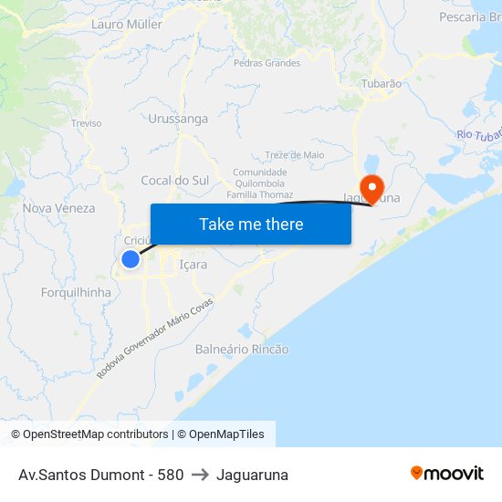 Av.Santos Dumont - 580 to Jaguaruna map