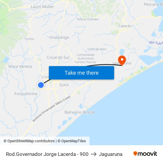 Rod.Governador Jorge Lacerda - 900 to Jaguaruna map