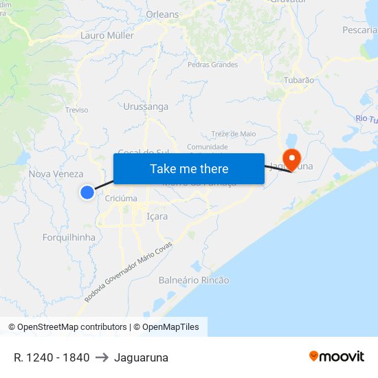 R. 1240 - 1840 to Jaguaruna map