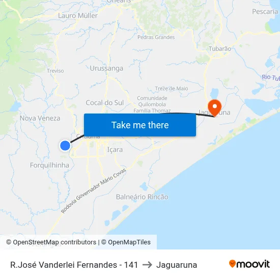 R.José Vanderlei Fernandes - 141 to Jaguaruna map