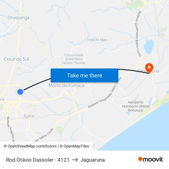 Rod.Otávio Dassoler - 4121 to Jaguaruna map