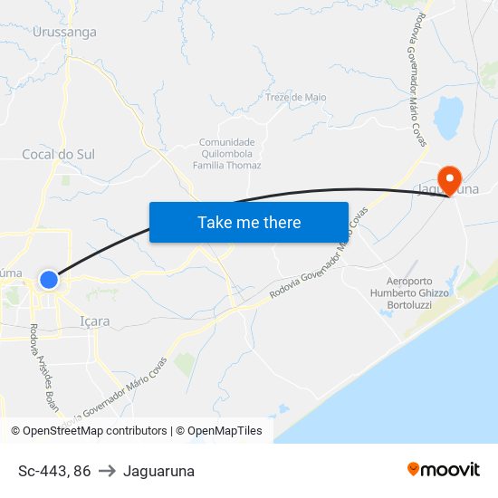 Sc-443, 86 to Jaguaruna map