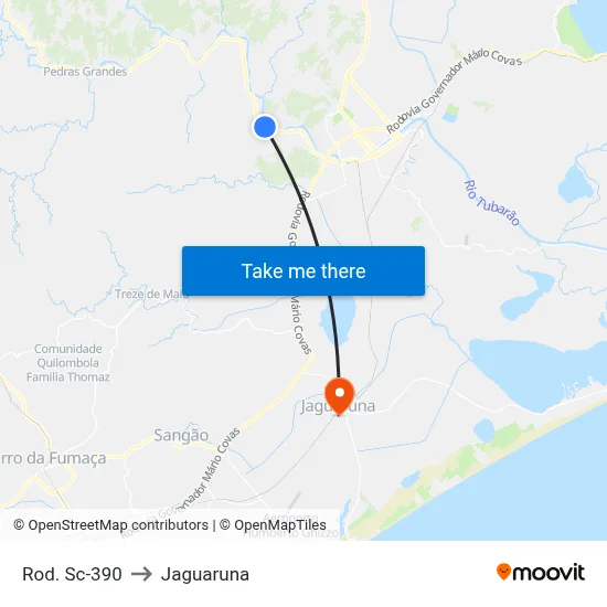 Rod. Sc-390 to Jaguaruna map