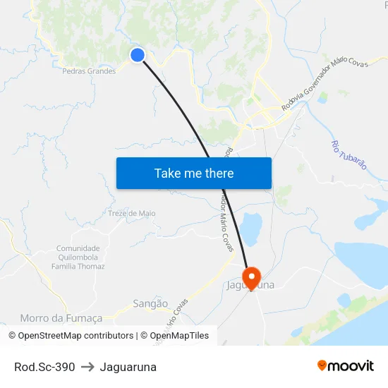 Rod.Sc-390 to Jaguaruna map