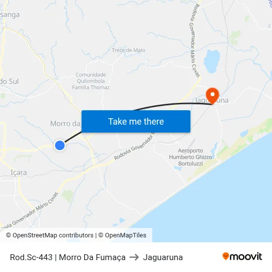 Rod.Sc-443 | Morro Da Fumaça to Jaguaruna map