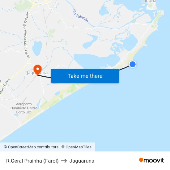 R.Geral Prainha (Farol) to Jaguaruna map
