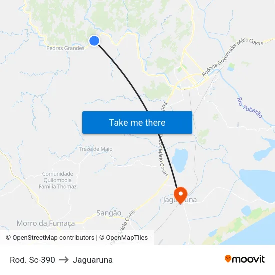 Rod. Sc-390 to Jaguaruna map