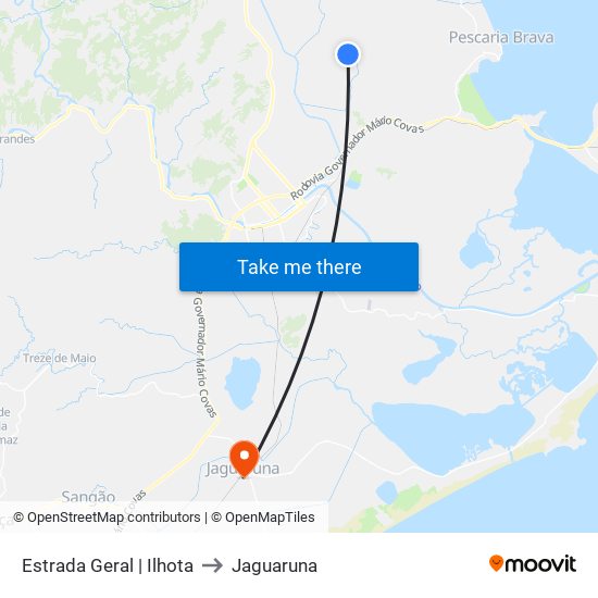 Estrada Geral | Ilhota to Jaguaruna map