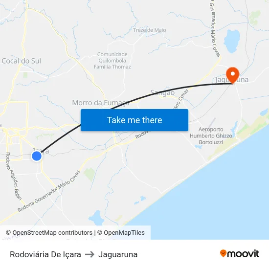 Rodoviária De Içara to Jaguaruna map