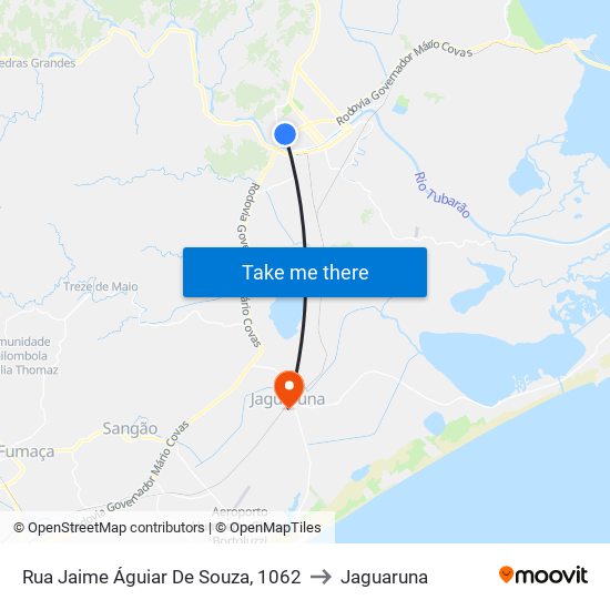 Rua Jaime Águiar De Souza, 1062 to Jaguaruna map