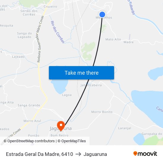 Estrada Geral Da Madre, 6410 to Jaguaruna map