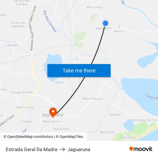 Estrada Geral Da Madre to Jaguaruna map