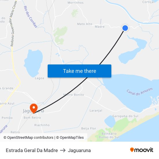 Estrada Geral Da Madre to Jaguaruna map