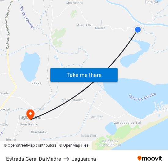 Estrada Geral Da Madre to Jaguaruna map