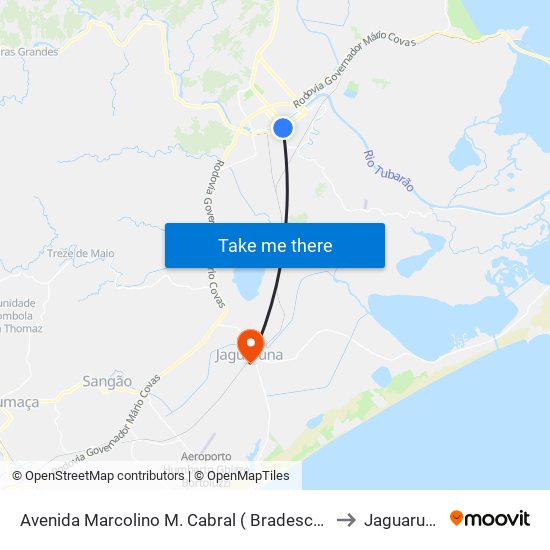 Avenida Marcolino M. Cabral ( Bradesco ) to Jaguaruna map