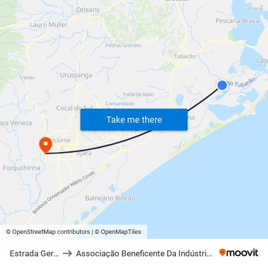 Estrada Geral Da Madre to Associação Beneficente Da Indústria Carbonífera De Santa Catarina map