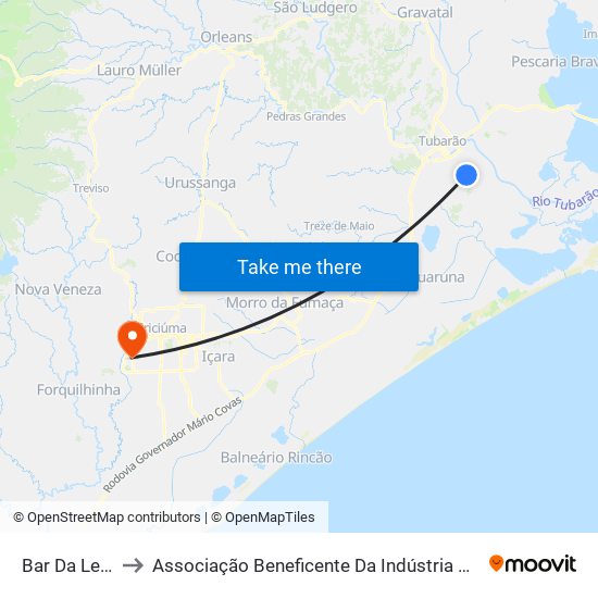 Bar Da Leda(Volta) to Associação Beneficente Da Indústria Carbonífera De Santa Catarina map