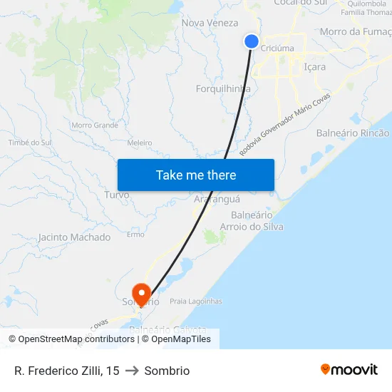 R. Frederico Zilli, 15 to Sombrio map