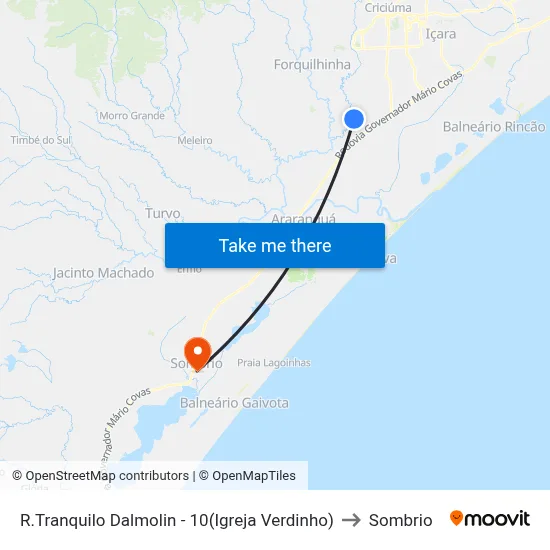 R.Tranquilo Dalmolin - 10(Igreja Verdinho) to Sombrio map