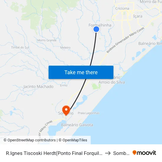 R.Ignes Tiscoski Herdt(Ponto Final Forquilhinha) to Sombrio map