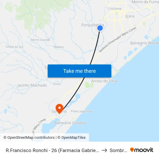 R.Francisco Ronchi - 26 (Farmacia Gabriely) to Sombrio map