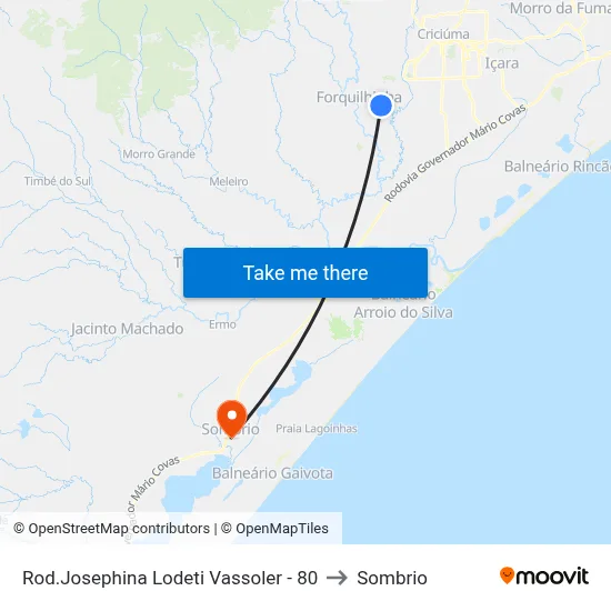 Rod.Josephina Lodeti Vassoler - 80 to Sombrio map